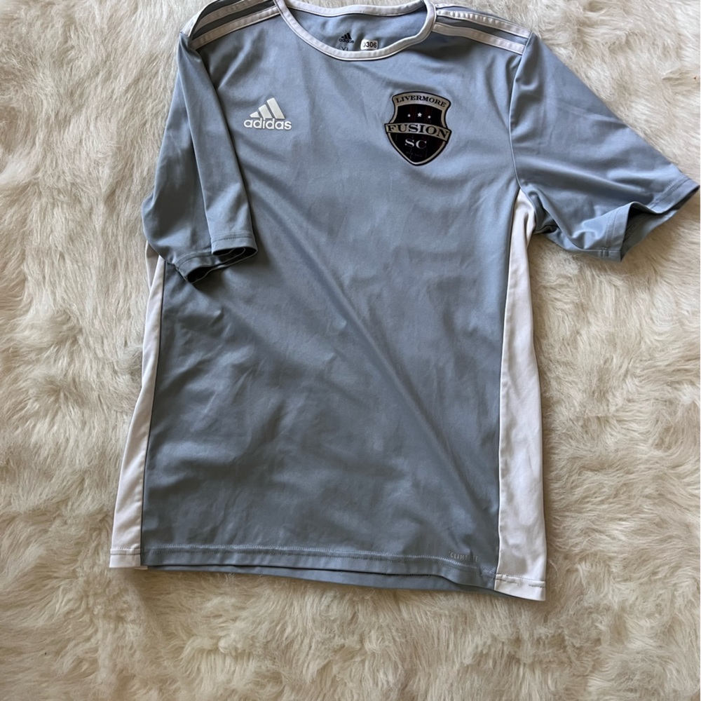 Adidas XL baby blue athleisure top uniform climalite fusion sc lounge leisure